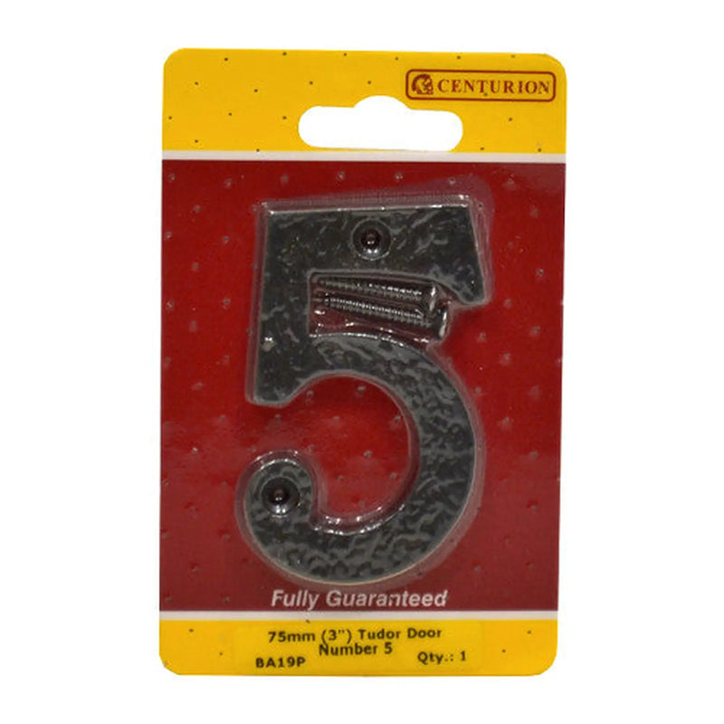 Centurion No.5 Door Numerals, Black, 75mm - Pack of 5