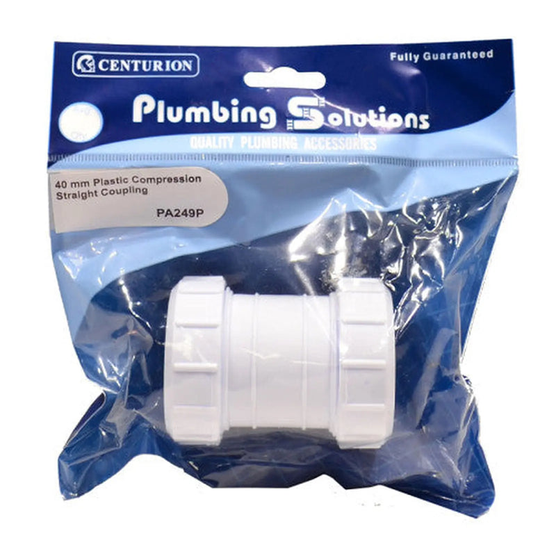 Centurion 40mm Plastic Compression Straight Coupling - Pack of 4