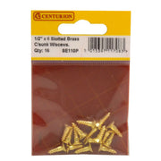 Centurion 1/2" x 6 Slotted Brass Woodscrew - Countersunk Head - (Pack of 16) - Pack of 5