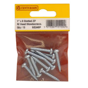 Centurion 1" x 8 ZP Round Head Woodscrews (Pack of 13) - Pack of 5