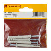 Centurion M6 x 80mm Hammer In Frame Fixings  (Pack of 4) - Pack of 5