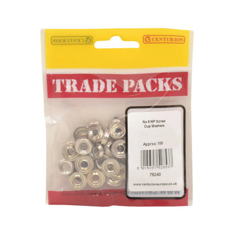 Centurion Screw Cup Washers - Nickel Plated - No 8 - (100 PK) - Pack of 5