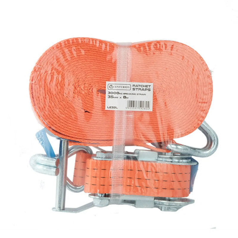 Centurion Ratchet Strap - 3000kg Breaking Strength - 8m Length - 35mm Width - Pack of 8