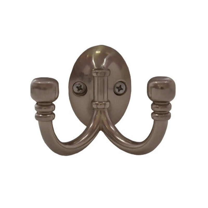 Centurion Premium Ball End Double Robe Hook - Satin Nickel - Pack of 10