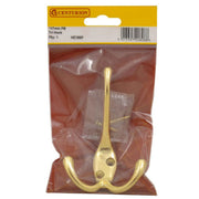 Centurion 107mm Die Cast Hat & Coat Tri Hook - Polished Brass - Pack Qty 1 - Pack of 5