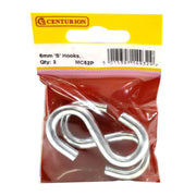 Centurion Steel Ess Hooks, Zinc Plated, 6mm x 60mm - Pack of 5