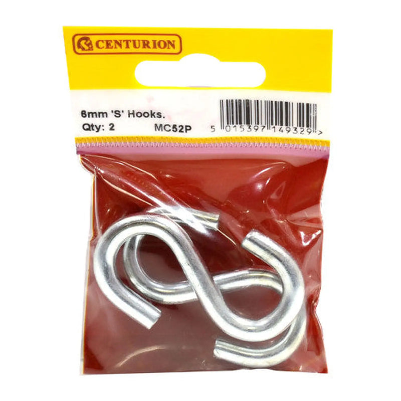 Centurion Steel Ess Hooks, Zinc Plated, 6mm x 60mm - Pack of 5