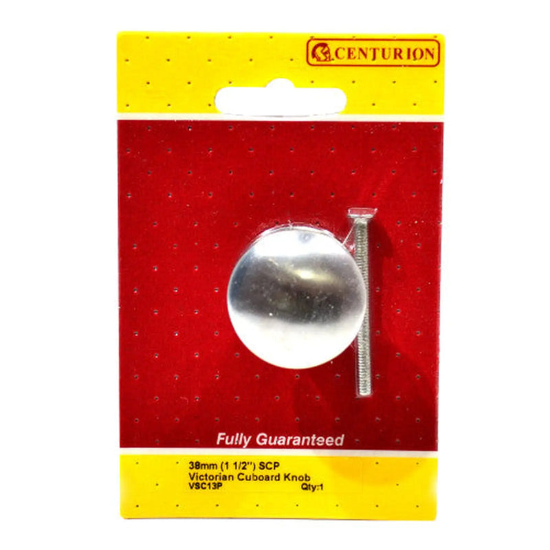 Centurion Victorian Cupboard Knobs, Satin Chrome Plated, 38mm Dia. - Pack of 5