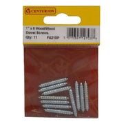 Centurion Wood Dowel Screws - 1" x 8 - Zinc Plated - (Pack of 11) - Pack of 5