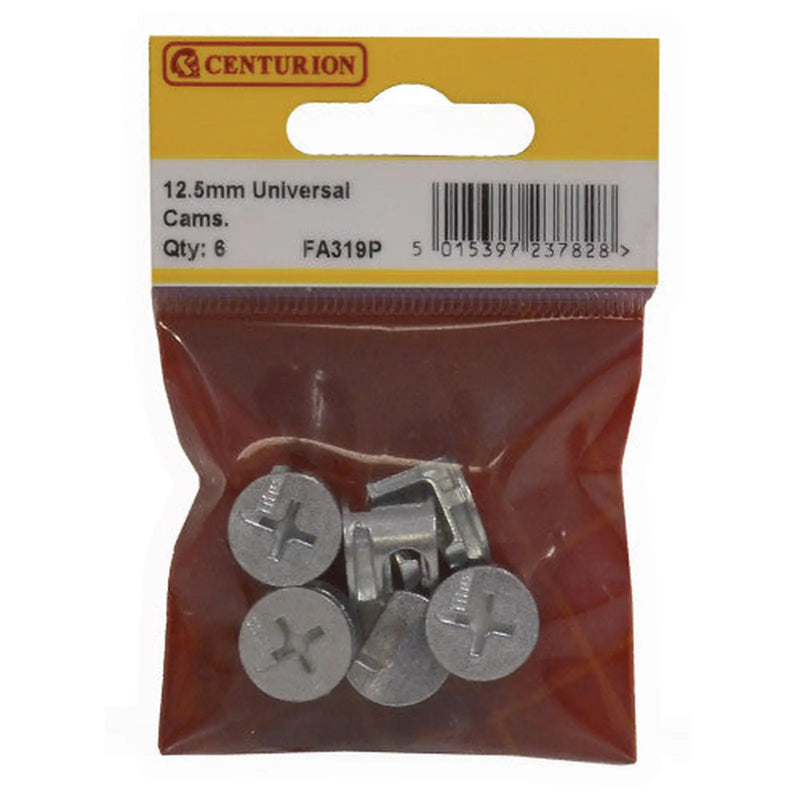 Centurion 12.5mm ZP Universal Cam Fixings (Pack of 6) - Pack of 5