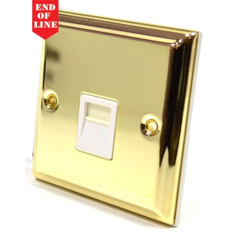 Centurion Victorian Brass Secondary Telephone Socket, White Switch - Pack of 5