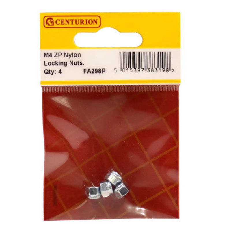 Centurion M4 ZP Nylon Locking Nuts (Pack of 4) - Pack of 5