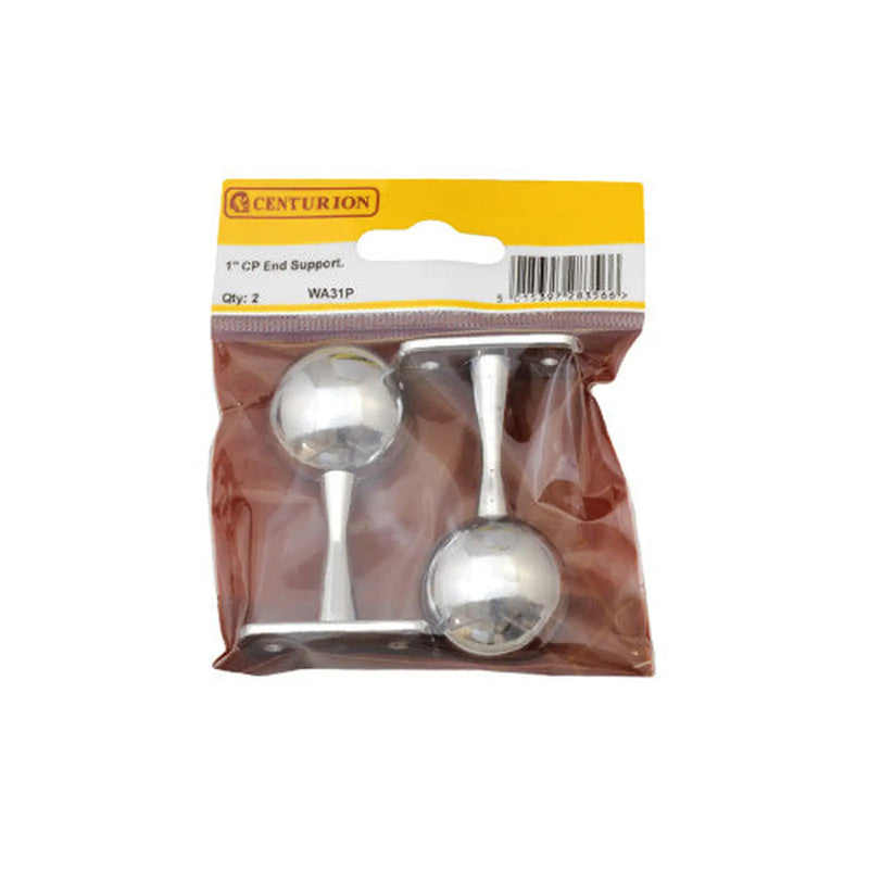 Centurion 25mm (1") Wardrobe End Supports - Chrome Plated - Pack of 2