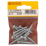 Centurion 1 1/4" x 8 ZP Round Head Woodscrews (Pack of 12) - Pack of 5