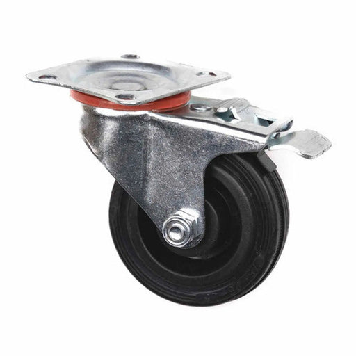 Centurion 75mm Rubber Swivel with Brake Castor (9022075) - Min Order 2