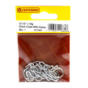 Centurion Open Clock Chain with Hooks, Chrome Plated, 300mm - Pack of 5