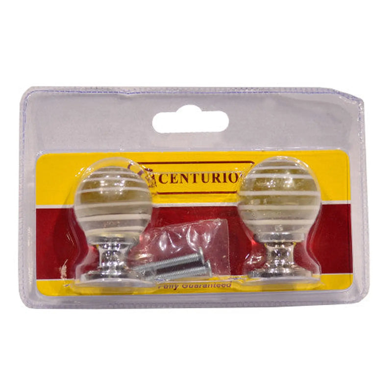 Centurion Glass Swirl Knob, Chrome Plated, 30mm Dia. - Pack of 5