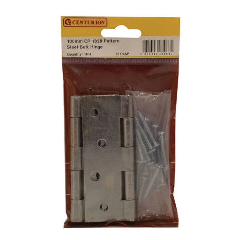 Centurion 100mm CP Steel Butt Hinge (1 pair) - Pack of 5