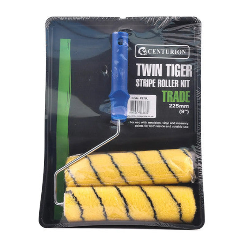 Centurion Trade Twin Tiger Stripe Roller and Tray, 225mm x 38mm / 9" - Pack of 10