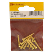 Centurion 1" x 6 Slotted Raised Head Woodscrew - Brass - (Pack of 10) - Pack of 5