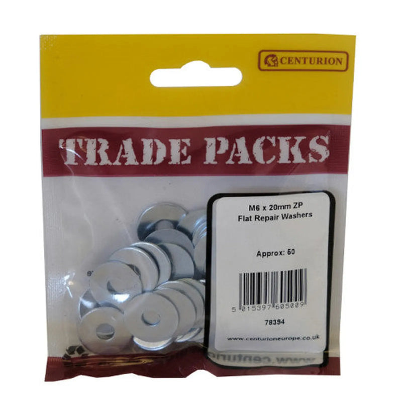Centurion Flat Repair Washers - Zinc Plated - M6 x 20mm - Pack of 50