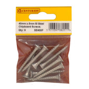 Centurion 5mm x 40mm Stainless Steel Chipboard Screws CRCS Head Countersunk - Pack of 5