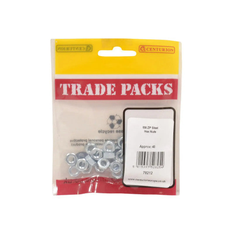 Centurion Steel Hex Nuts - Zinc Plated - M6 - (40 PK) - Pack of 5