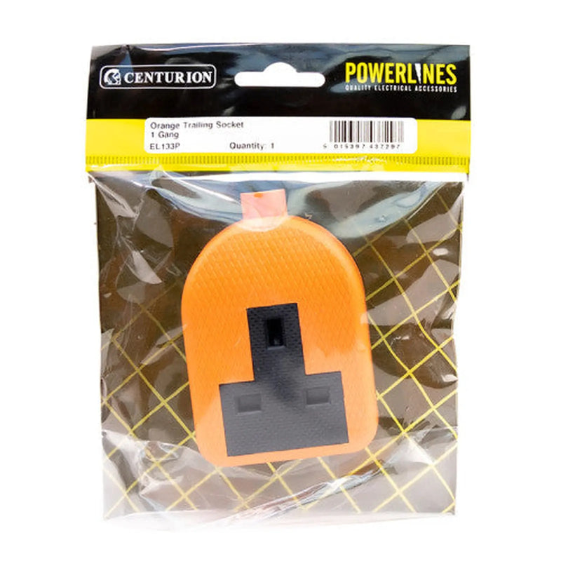Centurion 1 Gang Orange Trailing Socket, 13 Amp - Pack of 5