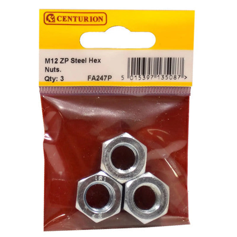 Centurion M12 ZP Steel Hex Nuts (Pack of 3) - Pack of 5
