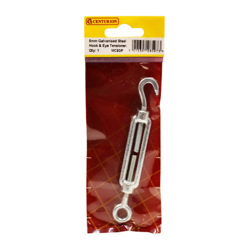 Centurion Straining Screws Hook/Eye, Galvanised, 5mm x 74mm - Pack of 5