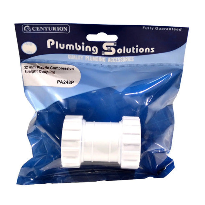 Centurion 32mm Plastic Compression Straight Coupling - Pack of 4