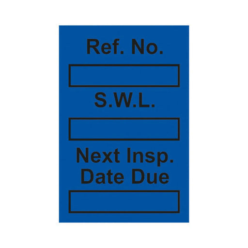 Centurion 'Safe Working Load' Mini Tag Insert, Blue (Pack of 20)