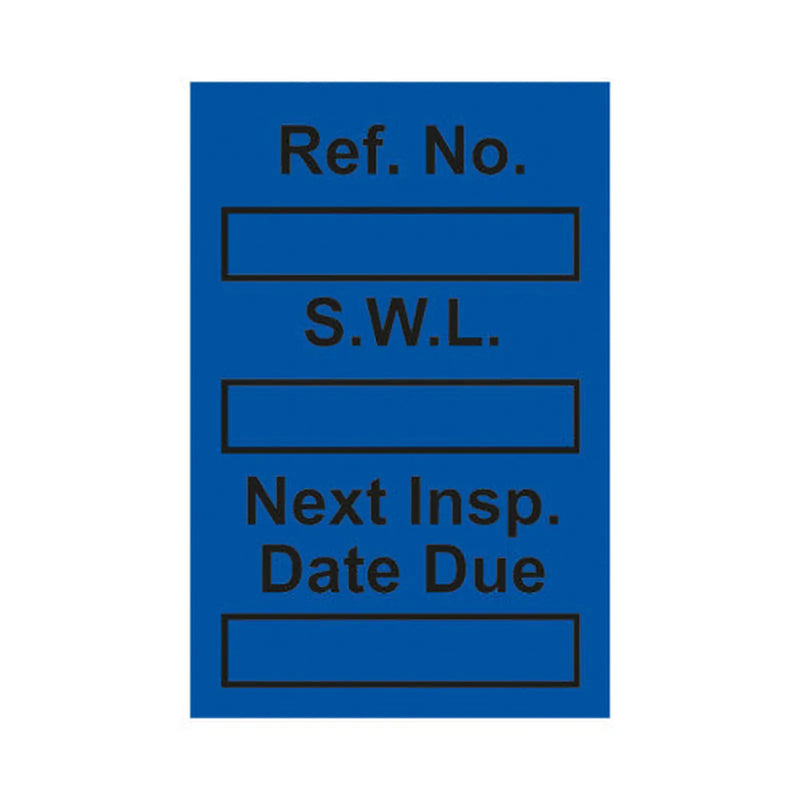 Centurion 'Safe Working Load' Mini Tag Insert, Blue (Pack of 20)