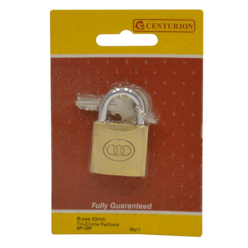 Centurion Brass  'Tri-Circle' Padlocks, 32mm - Pack of 5