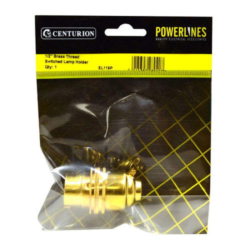 Centurion 1/2" Brass Thread Switched Lamp Holder - Pack of 5