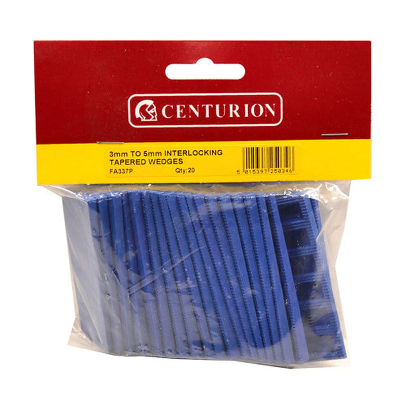 Centurion 28mm x 80mm x 3-5mm Interlocking Tapered Wedges (Pack of 20) - Pack of 5