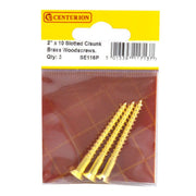 Centurion 2" x 10 Slotted Brass Woodscrew - Countersunk Head - (Pack of 3) - Pack of 5