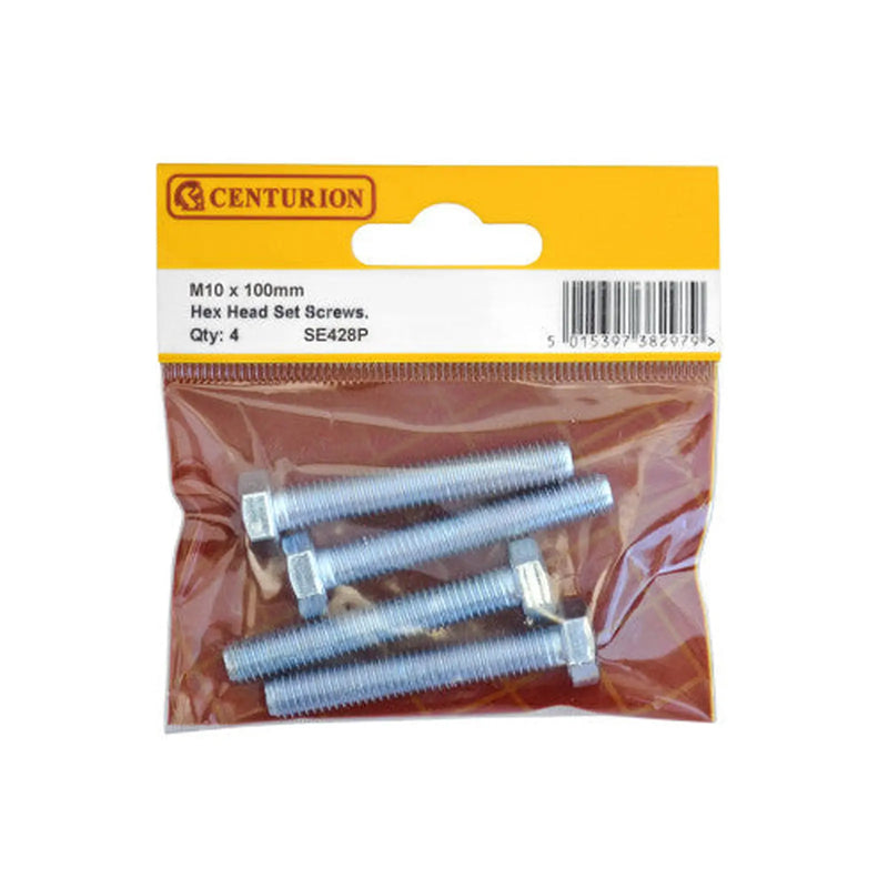 Centurion M10 x 100mm Hex Head Set Screws (Pack of 4) - Pack of 5
