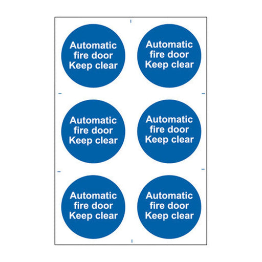 Centurion Automatic fire door Keep clear - Self Adhesive PP (200 x 300mm) - Min Order 2