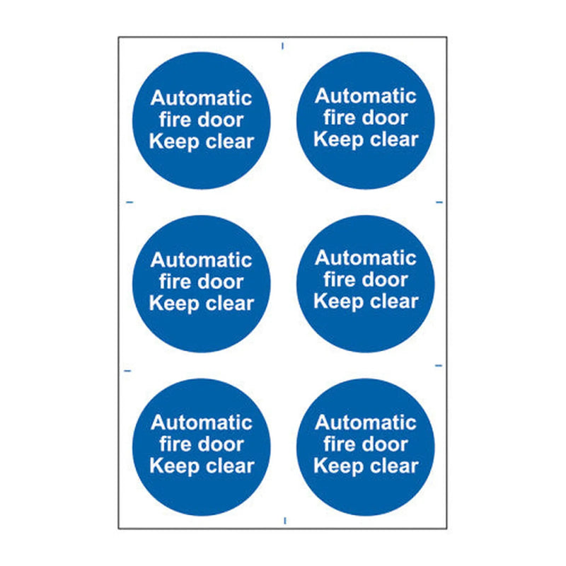 Centurion Automatic fire door Keep clear - Self Adhesive PP (200 x 300mm) - Min Order 2