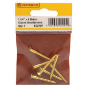 Centurion 1 1/4" x 6 Slotted Brass Woodscrew - Countersunk Head - (Pack of 7) - Pack of 5