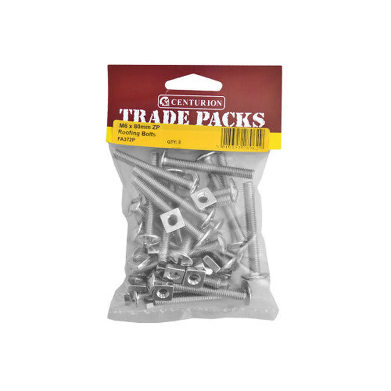 Centurion M6 x 80mm ZP Roofing Bolts (Pack of 2) - Pack of 5