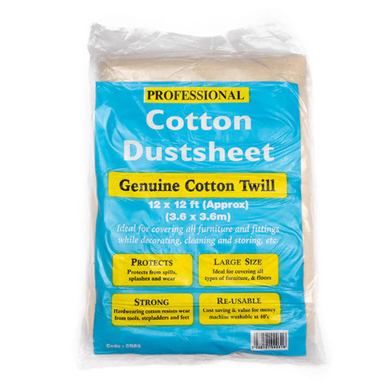 Centurion Cotton Twill Dust Sheet, 12' x 12' / 3.6m x 3.6m