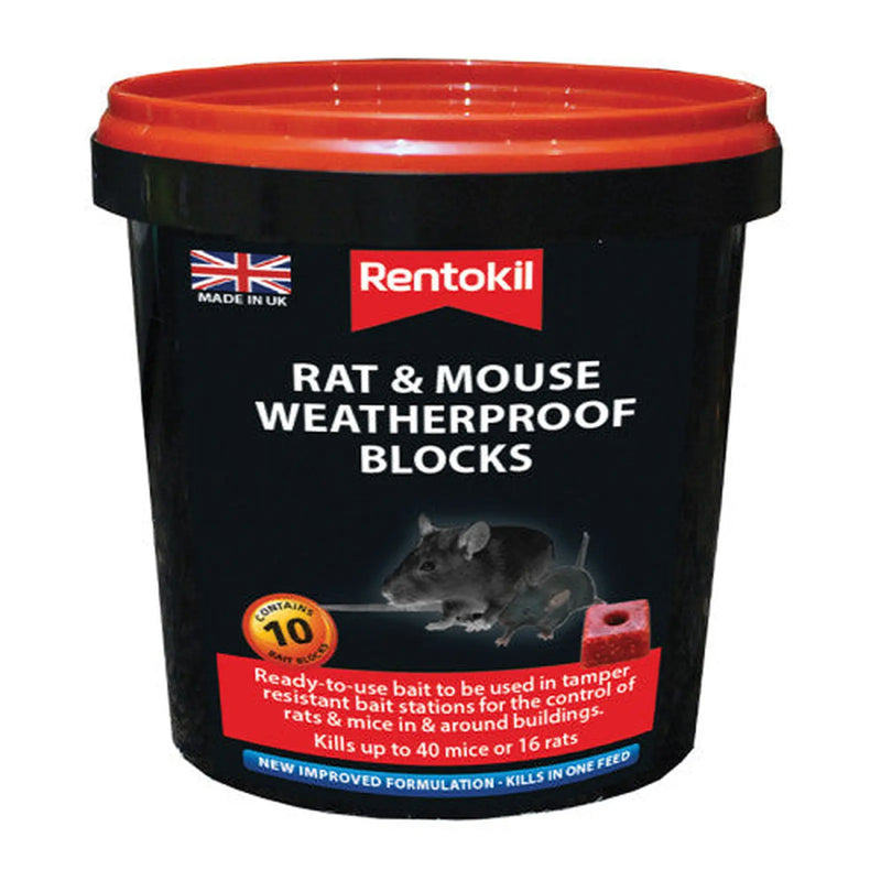 Centurion Rentokil - Mouse & Rat Weatherproof Blocks - 10 Sachet - Pack of 6