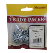Centurion Machine Screws & Nuts - Zinc Plated - Slot Pan Head  - M4 x 12mm - - Pack of 5