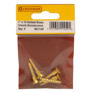 Centurion 1" x 10 Slotted Brass Woodscrew - Countersunk Head - (Pack of 5)
