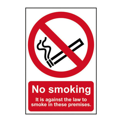 Centurion No smoking It is against the law to smoke on these premises 1.2mm Recyclable PP (148 x 210mm) - Min Order 4