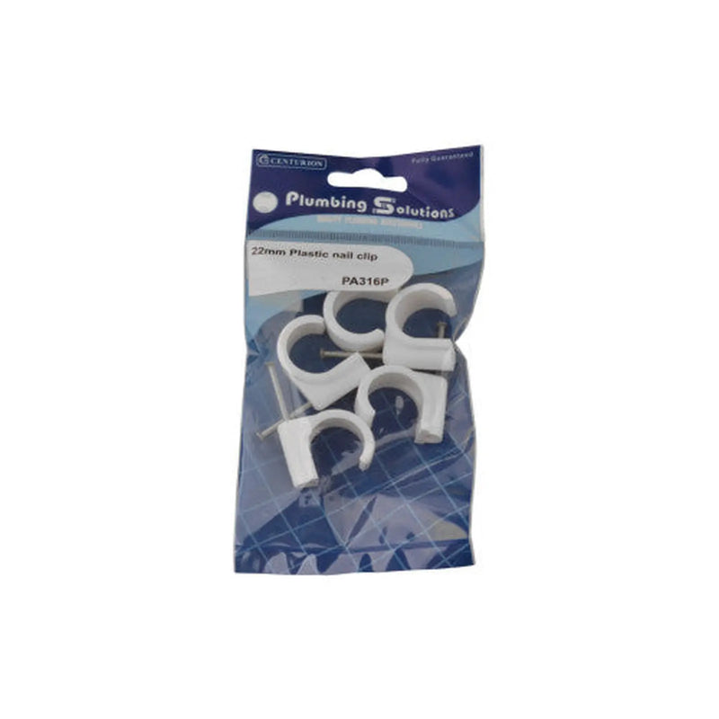 Centurion 22mm Plastic Nail In Pipe Clips (Pack of 5)