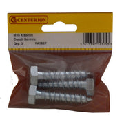 Centurion M10 x 50mm ZP Coach Screws  (Pack of 3) - Pack of 5