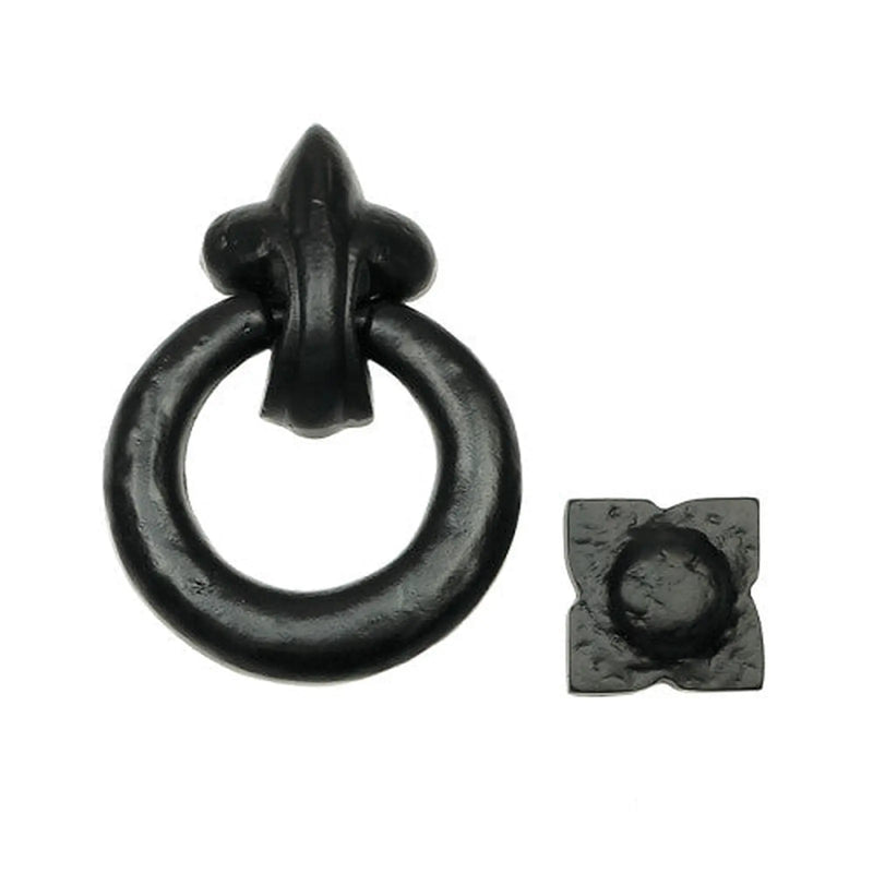 Centurion Fleur De Lys Ring Door Knocker, Black, 125mm - Pack of 2